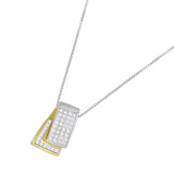 14K Gold 1.0 Cttw Princess Cut Diamond Two Tone Foldover Box Pendant 18” Box Chain Necklace (H-I Color, SI2-I1 Clarity)-4 thumbnail 5