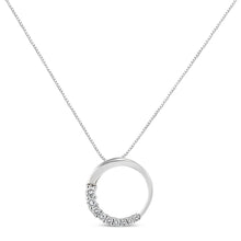 14K Gold 1/4 Cttw Round-Cut Graduating Diamond Open Circle Hoop 18" Pendant Necklace (J-K Color, I1-I2 Clarity)-4