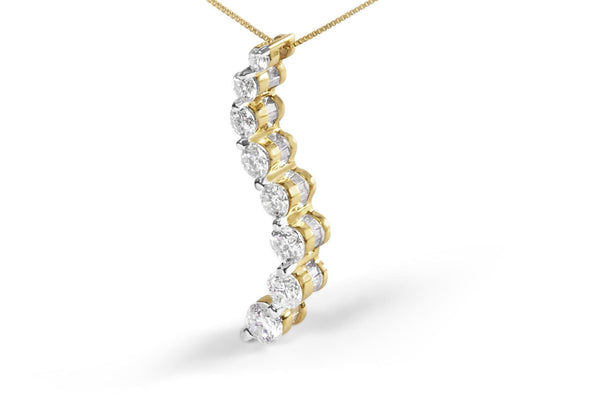 14k Yellow Gold 3.0 cttw Baguette and Brilliant Round-Cut Diamond Journey 18