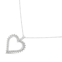 .925 Sterling Silver 1/4 cttw 3-Prong Diamond Open Heart 18