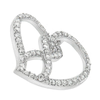 14K White Gold 1.0 Cttw White Diamond Awareness Ribbon & Open Heart 18