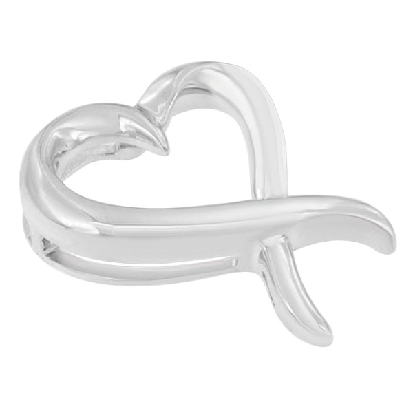 .925 Sterling Silver Open Heart-Shaped Awareness Ribbon Pendant Necklace