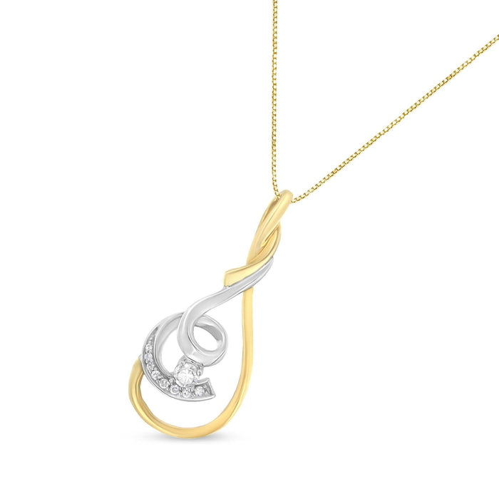 Espira 10K Two-Tone Yellow & White 1/6 Cttw Brilliant-Cut Diamond Layered Spiral 18