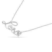 .925 Sterling Silver 1/4 Cttw Diamond Cursive "Love" 18" Pendant Necklace (H-I Color, I1-I2 Clarity)-2