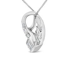 14k White Gold 1 5/8 Cttw Invisible Set Princess and Channel Set Baguette Diamond Curved Oval Shape Pendant Necklace (G-H Color, VS2-SI1 Clarity)-2