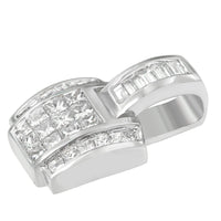 14K White Gold 2 1/5 Cttw Princess Cut Composite Diamond Pendant with Diamond Bale Pendant Necklace (H-I Color,SI1-SI2 Clarity) - NO CHAIN INCLUDED
