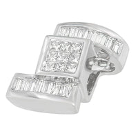 14K White Gold 1 2/5 cttw Princess and Baguette Cut Diamond Zig Zag Pendant Necklace (H-I, SI1-SI2)