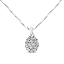 .925 Sterling Silver 1 1/2 Cttw Diamond Oval Cluster Pendant Necklace (I-J Color, I2-I3 Clarity) - 18"-2