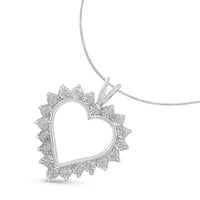 .925 Sterling Silver 1/4 Cttw Miracle Set Diamond Open Heart 18