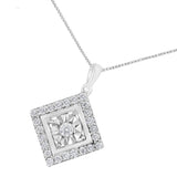 10KT White Gold 1/2 cttw Diamond Square Pendant Necklace (I-J Color, I2-I3 Clarity)-2 thumbnail 3