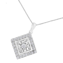 10KT White Gold 1/2 cttw Diamond Square Pendant Necklace (I-J Color, I2-I3 Clarity)-2