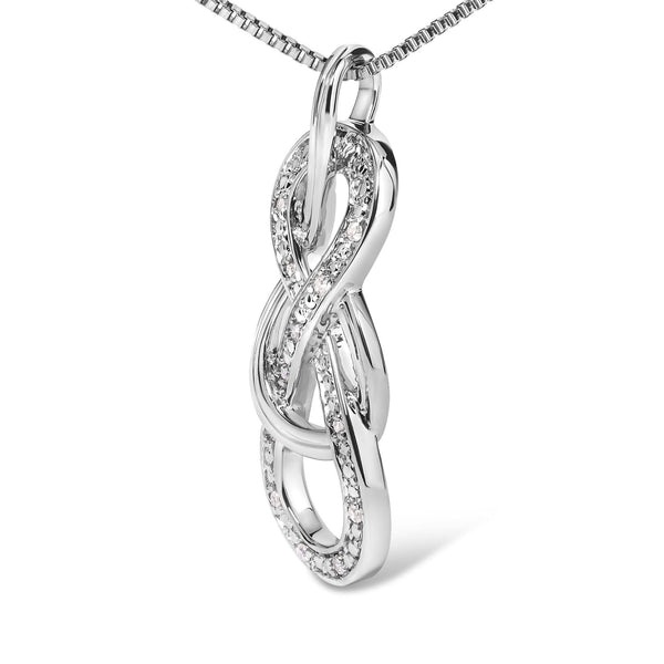 925 Sterling Silver Diamond Accent Interlocking Infinity Pendant Necklace (H-I Color, I2-I3 Clarity) - 18