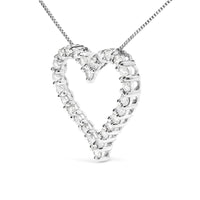 .925 Sterling Silver 2.0 Cttw Diamond Open Heart 18