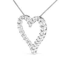 .925 Sterling Silver 2.0 Cttw Diamond Open Heart 18" Pendant Necklace (I-J Color, I2-I3 Clarity)-2