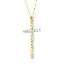 10K Yellow Gold Plated .925 Sterling Silver 4.0 Cttw Round Cut Diamond Cross Pendant Necklace (J-K Color, I1-I2 Clarity) - 18"-2