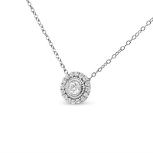 .925 Sterling Silver 1/2 Cttw Round Diamond Halo Circle Pendant 18" Necklace (I-J Color, I2-I3 Clarity)-2