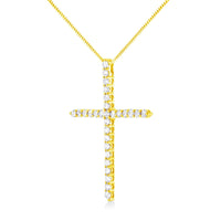 10K Yellow Gold 3.00 cttw Round-Cut Diamond Cross 18