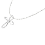 .925 Sterling Silver Diamond Accent Cross Ribbon 18