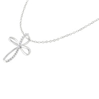 .925 Sterling Silver Diamond Accent Cross Ribbon 18