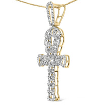 10K Yellow Gold 1.00 Cttw Ankh Cross Pendant (H-I Color, SI1-SI2 Clarity) -18" Inches-2