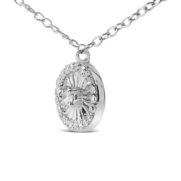 .925 Sterling Silver 1/6 Cttw Diamond Wheel and Spoke Pendant Necklace (H-I Color, I2-I3 Clarity) - 18