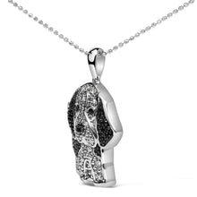 .925 Sterling Silver 1/4 cttw White and Black Diamond Dog Pendant Necklace 18 inch (I-J Color, I2-I3 Clarity)-2