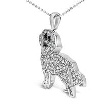 .925 Sterling Silver 1/3 Cttw White and Black Diamond  Labrador Retriever Dog Pendant Necklace (I-J Color, I2-I3 Clarity) - 18" Inches-2