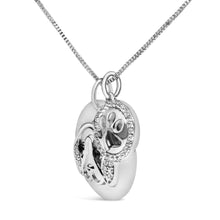 .925 Sterling Silver 1/5 Cttw White and Black Diamond Beagle Dog Medallion and Charm 18" Pendant Necklace (I-J Color, I2-I3 Clarity)-2