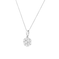 14K White Gold 2.00 Cttw Brilliant Round-Cut Diamond 7 Stone Flower Cluster 18