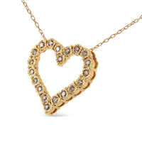 10K Yellow Gold Flashed .925 Sterling Silver 1/2 Cttw Champagne Diamond Miracle Plate Heart Pendant Necklace (K-L Color, I1-I2 Clarity) - 18