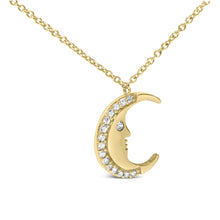 14K Yellow Gold 1/10 Cttw Diamond Crescent Man on the Moon 18" Pendant Necklace (H-I Color, SI1-SI2 Clarity)-2