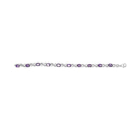 .925 Sterling Silver Oval Purple Amethyst and Diamond Infinity Link Bracelet (I-J Color, I1-I2 Clarity) - 7