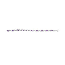 .925 Sterling Silver Oval Purple Amethyst and Diamond Infinity Link Bracelet (I-J Color, I1-I2 Clarity) - 7" Inches-2