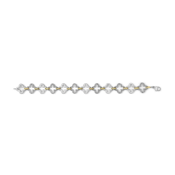 .925 Two-tone Sterling Silver 1/10 Cttw Natural Round Diamond Fashion Tennis Bracelet (I-J Color, I1-I2 Clarity) - 7