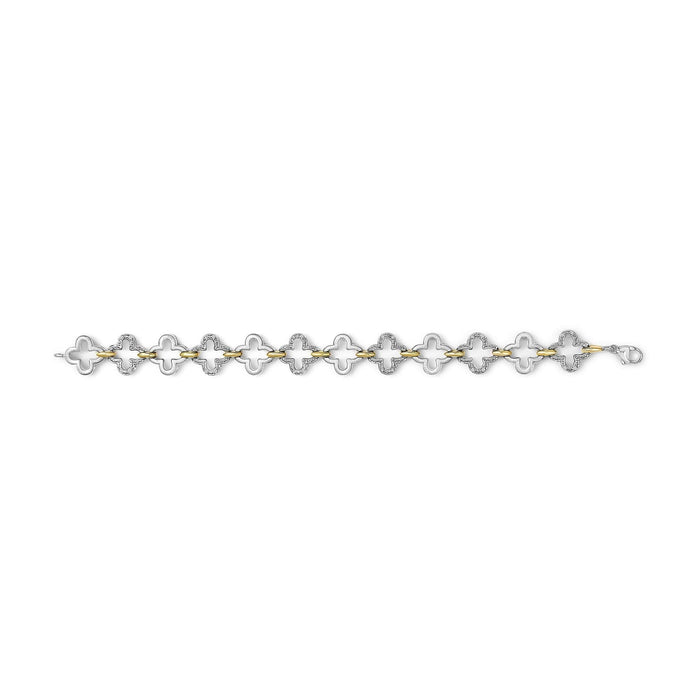 .925 Two-tone Sterling Silver 1/10 Cttw Natural Round Diamond Fashion Tennis Bracelet (I-J Color, I1-I2 Clarity) - 7