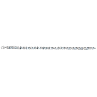.925 Sterling Silver 16.0 Cttw Oval Blue Topaz and Diamond Accent Tennis X Link Bracelet (I-J Color, I1-I2 Clarity) - Size 7