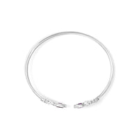 .925 Sterling Silver 8X4MM Marquise Purple Amethyst and Diamond Accent Fleur Di Lis Open Cuff Bangle (I-J Color, I1-I2 Clarity) - 7