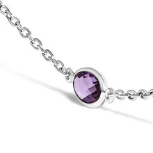 .925 Sterling Silver Checkerboard Cut Purple Amethyst Bezel Station Necklace - 22" Inches-4