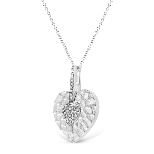 .925 Sterling Silver Pave-Set Diamond Accent Heart Shape 18