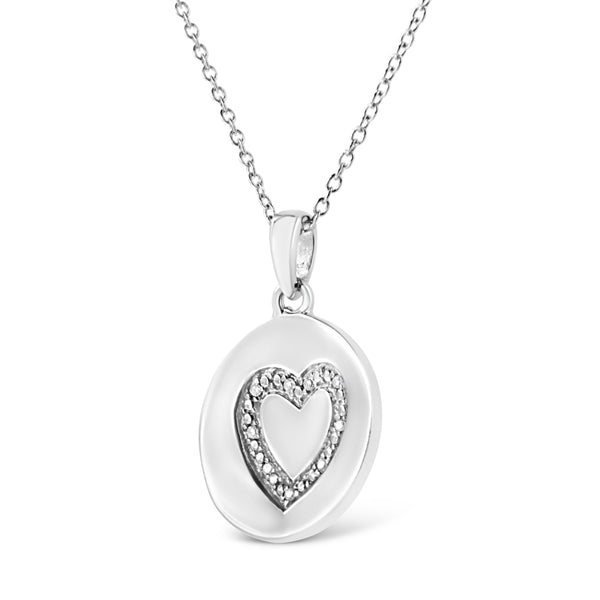 .925 Sterling Silver Prong-Set Diamond Accent Heart Emblemed 18