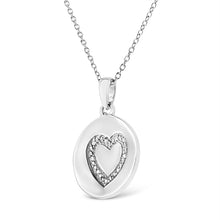 .925 Sterling Silver Prong-Set Diamond Accent Heart Emblemed 18" Pendant Necklace (I-J Color, I1-I2 Clarity)-2