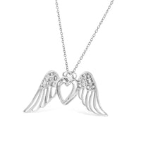 .925 Sterling Silver Pave-Set Diamond Accent Angel Wing 18