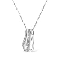 .925 Sterling Silver Pave-Set Diamond Accent Double Curve 18