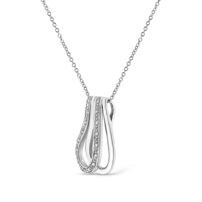 .925 Sterling Silver Pave-Set Diamond Accent Double Curve 18