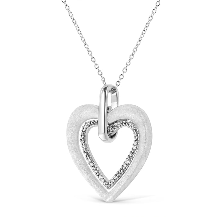 .925 Sterling Silver Prong-Set Diamond Accent Double Heart 18