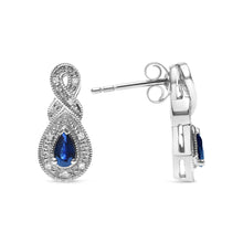 .925 Sterling Silver 4.5 x 3mm Pear Sapphire Gemstone and Diamond Accent Infinity Drop Stud Earrings (H-I Color, SI1-SI2 Clarity)-2