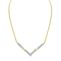 14K Yellow and White Gold 2.0 Cttw Princess Cut Diamond Flared and X-Station V Shaped 18” Franco Chain Statement Necklace (H-I Color, SI2-I1 Clarity)