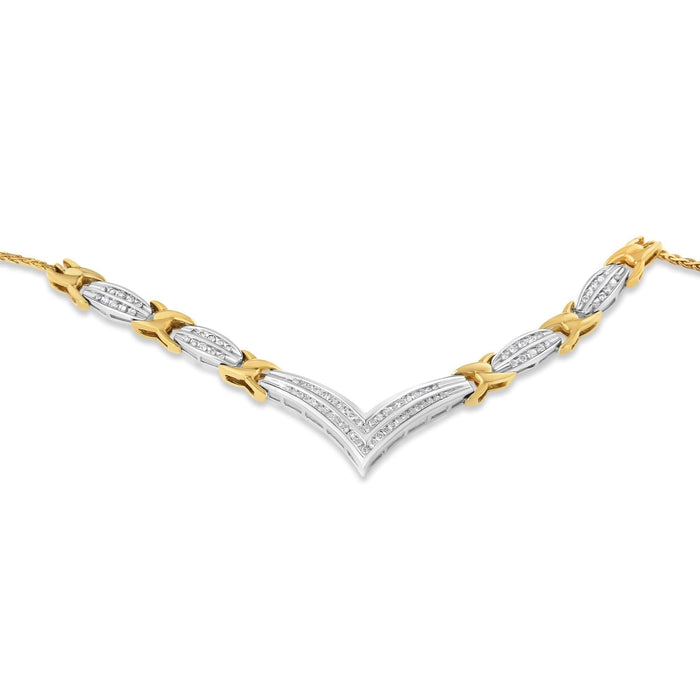 10K Yellow and White Gold 1.0 Cttw Round and Princess cut Diamond 