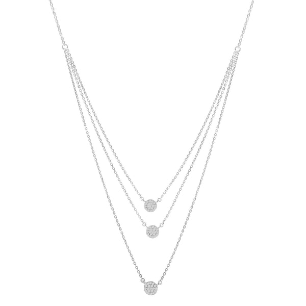 .925 Sterling Silver 1/2 Cttw Round Diamond Medallion Multi-Strand Tri Pendant 18