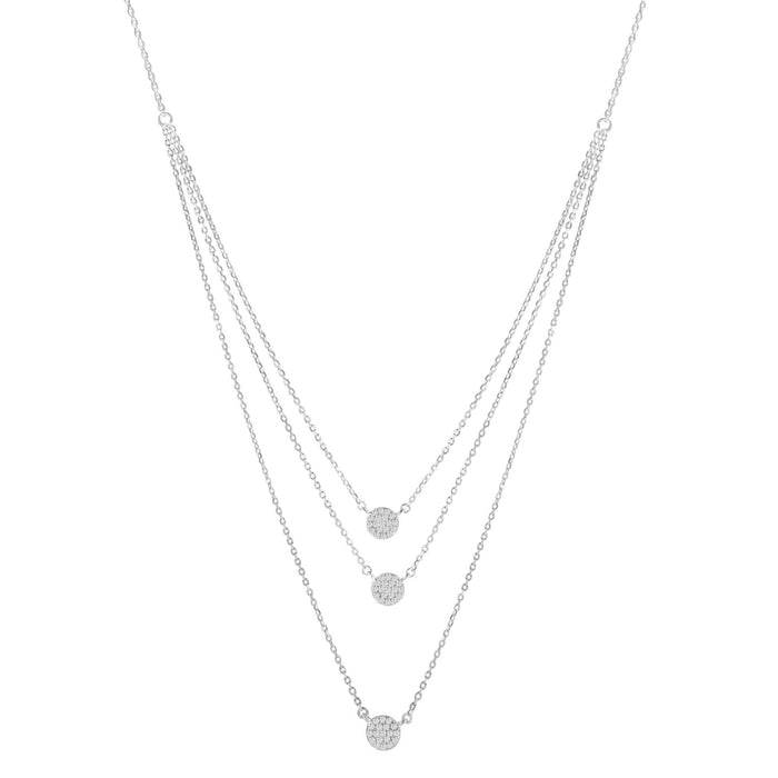 .925 Sterling Silver 1/2 Cttw Round Diamond Medallion Multi-Strand Tri Pendant 18